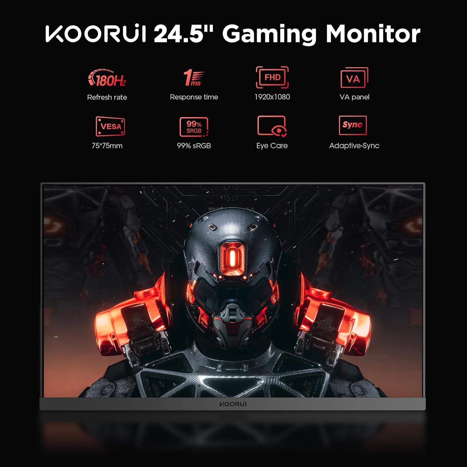 Moniteur de jeu KOORUI 25E3A 24,5 pouces VA FHD 180 Hz