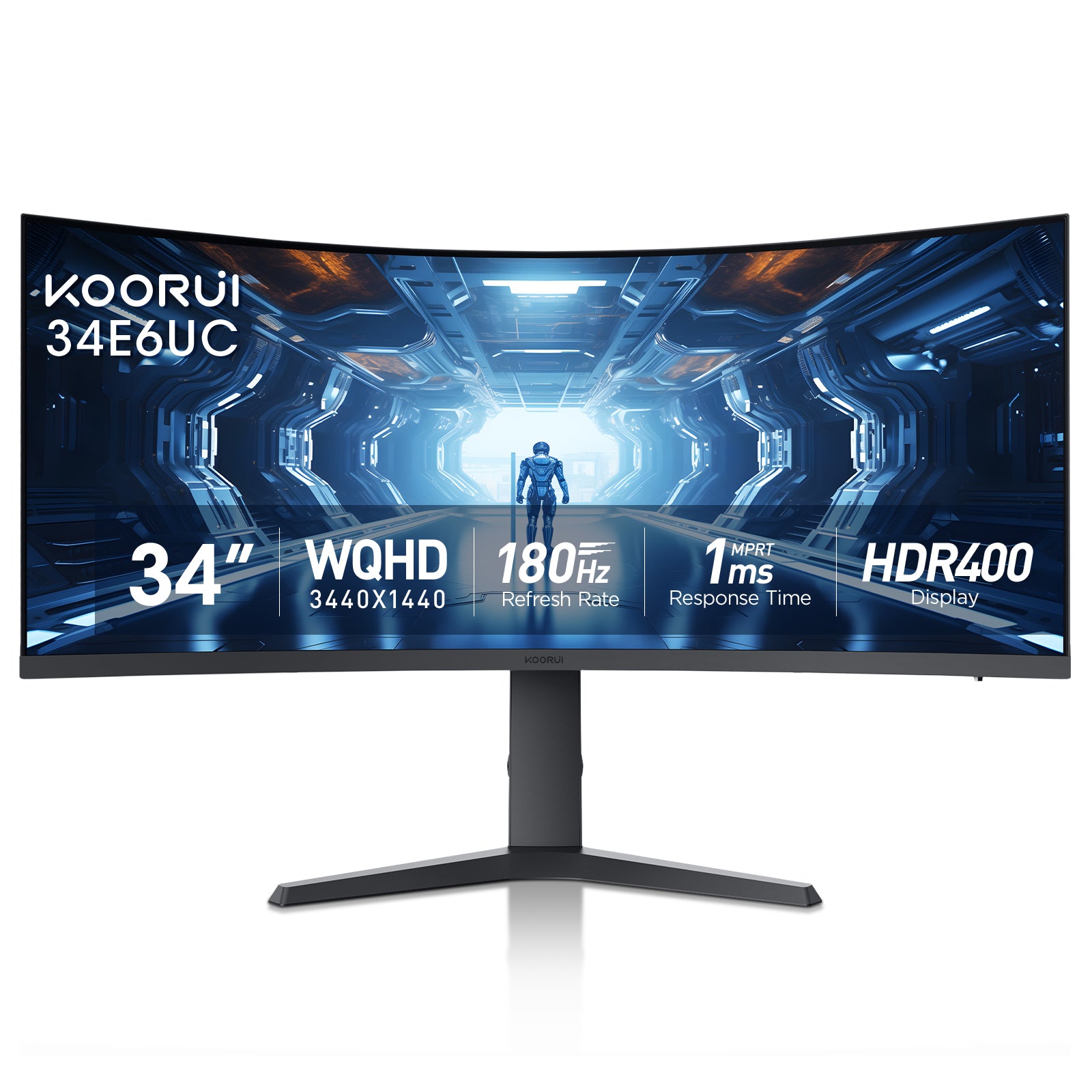Moniteur de jeu incurvé KOORUI 34E6UC 34 pouces VA WQHD 165 Hz