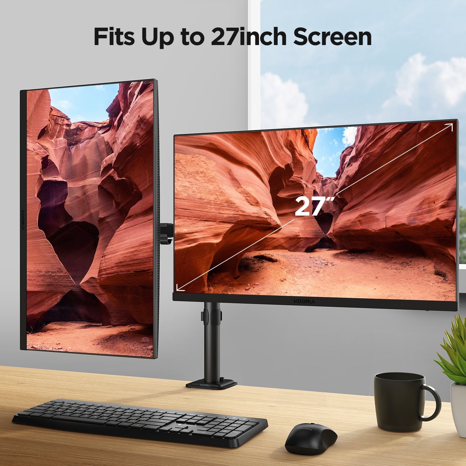 Support double écran KOORUI KR20G pour écrans de 13 à 27 pouces