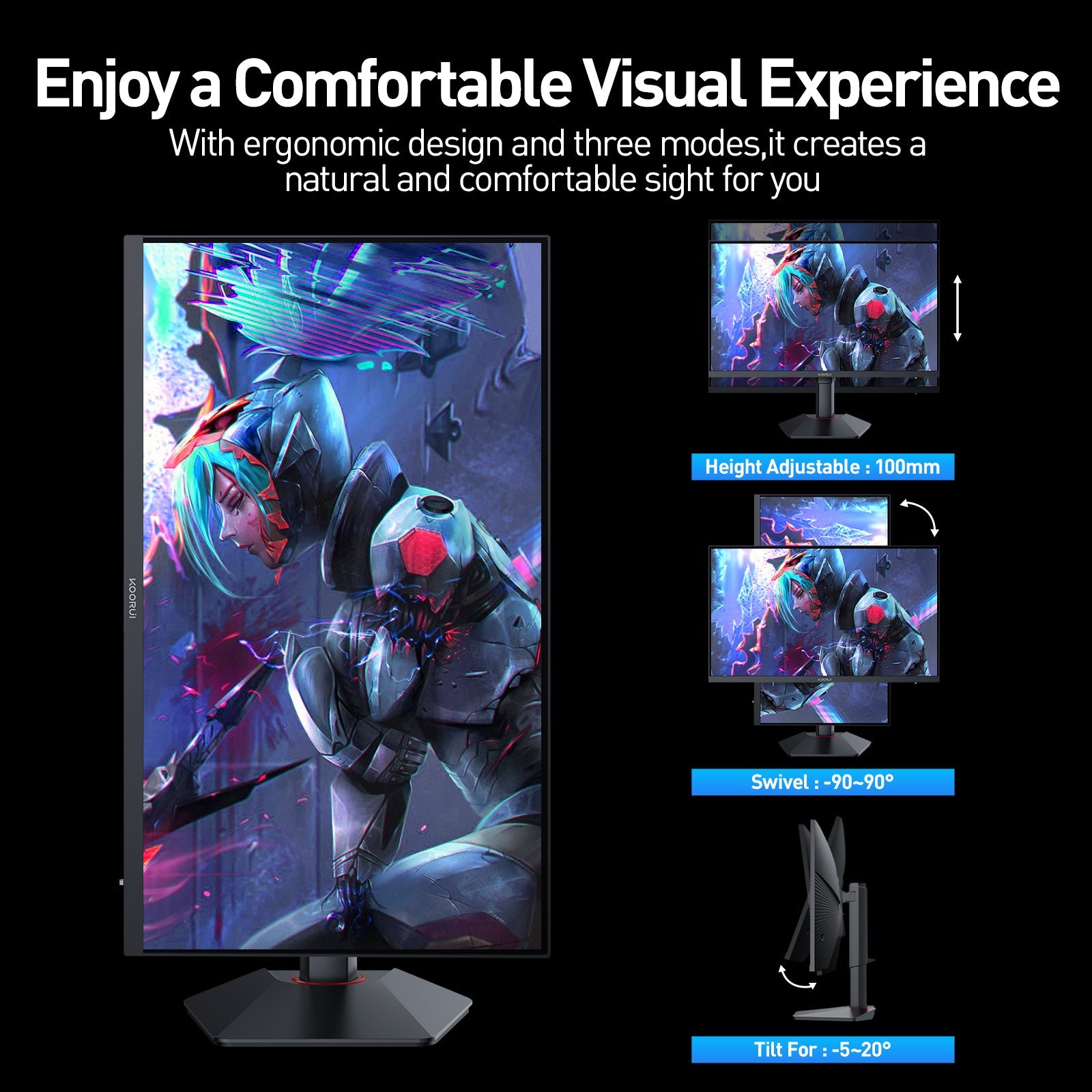 Moniteur de jeu KOORUI G2741L 27 pouces IPS 4K UHD double mode 160 Hz + UHD / 320 Hz + FHD