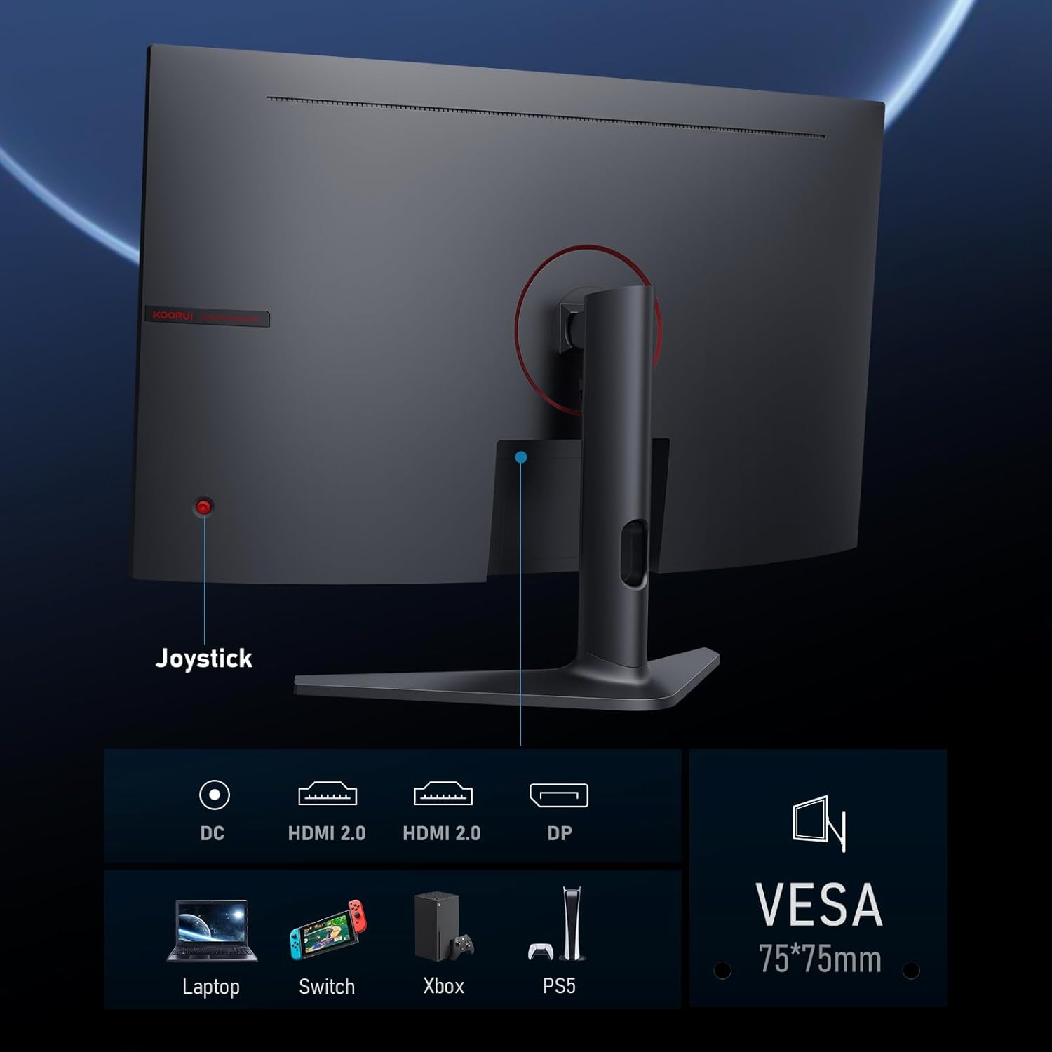 Moniteur de jeu incurvé KOORUI 32E6QC 31,5 pouces VA QHD 170 Hz 1500R