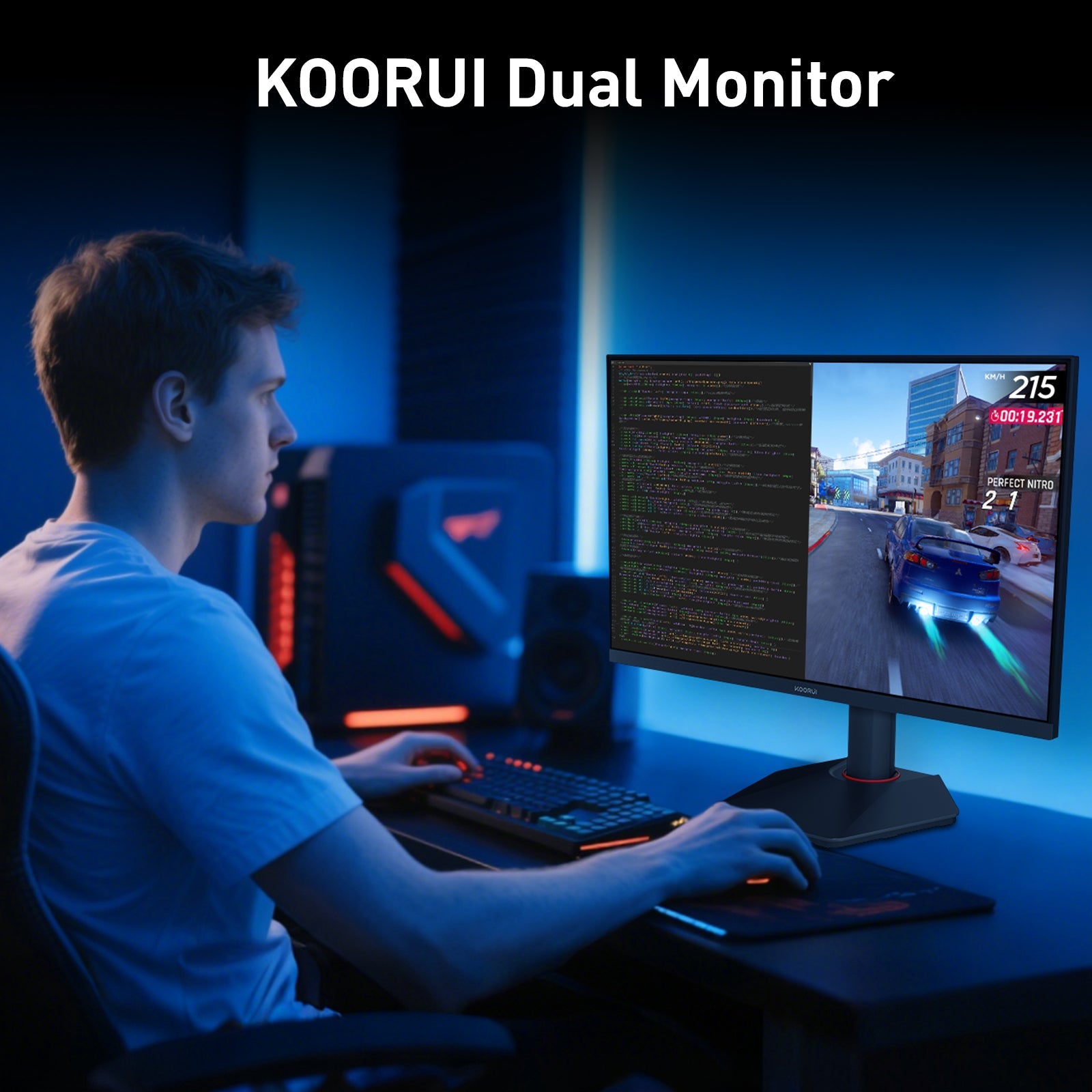 Moniteur de jeu KOORUI G2741L 27 pouces IPS 4K UHD double mode 160 Hz + UHD / 320 Hz + FHD