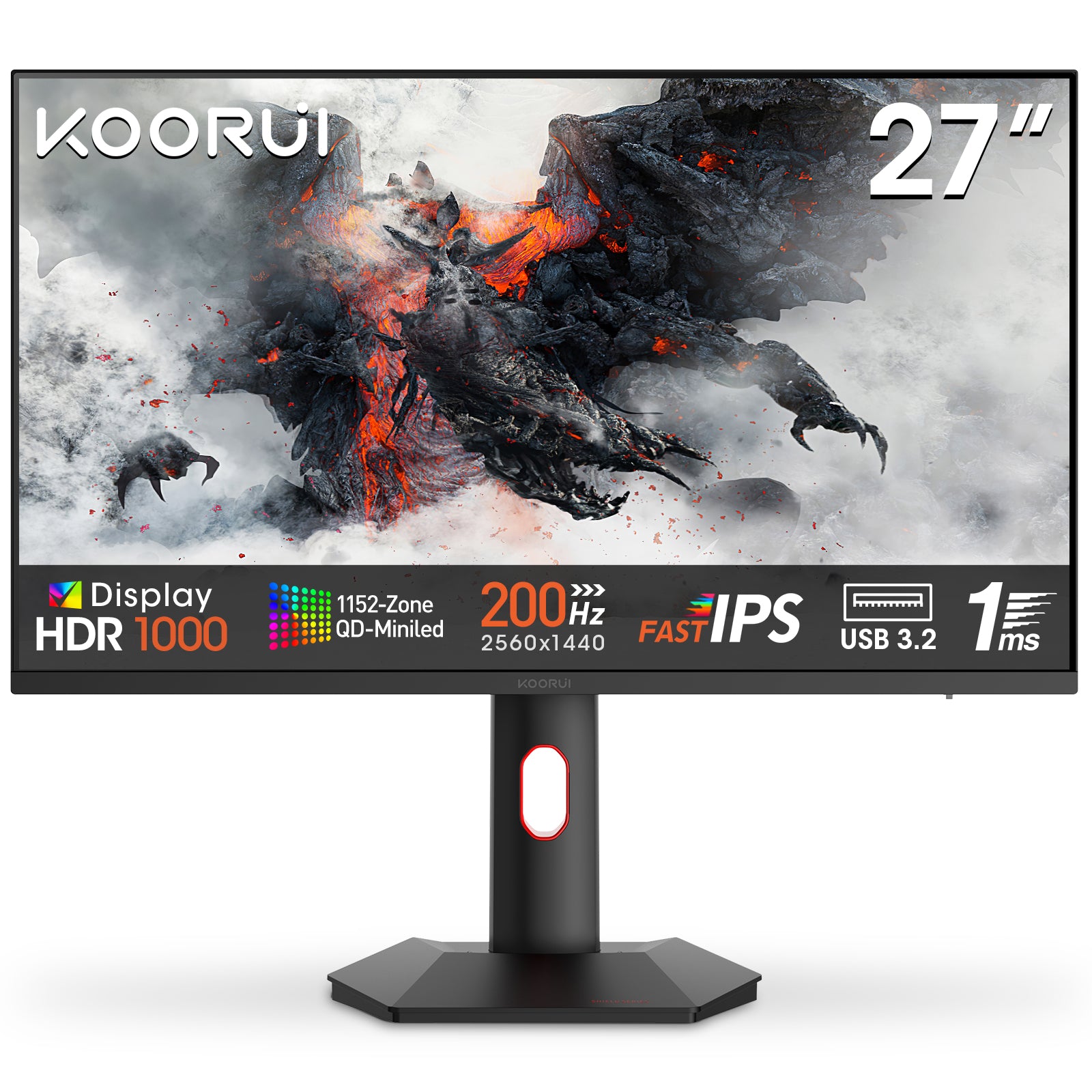 Moniteur de jeu KOORUI S2721PM 27 pouces IPS/MINI LED QHD 200 Hz