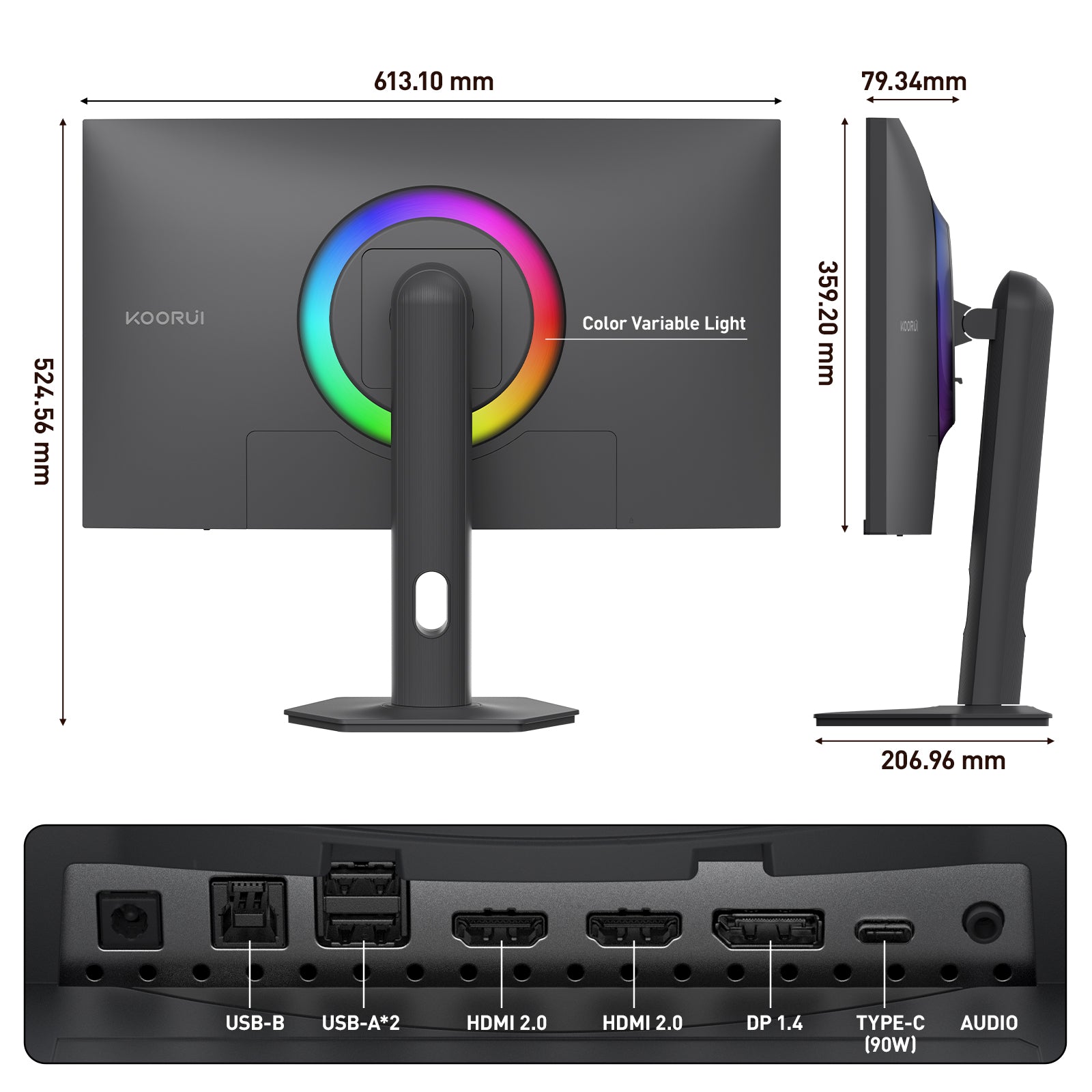 Moniteur de jeu KOORUI S2741LM 27 pouces double mode IPS/MINI LED UHD 160 Hz/FHD 320 Hz