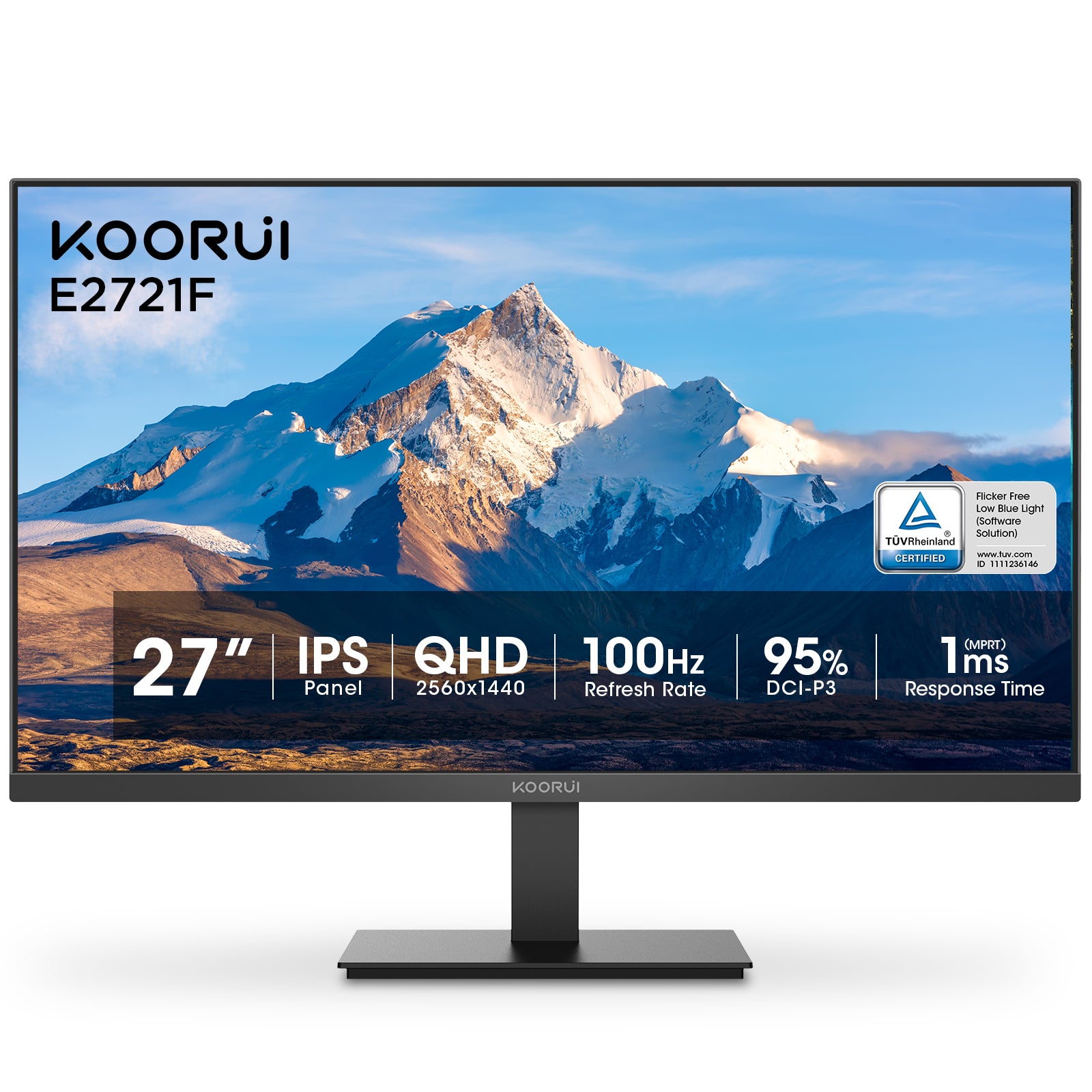 Moniteur professionnel KOORUI E2721F 27 pouces IPS QHD 100 Hz 