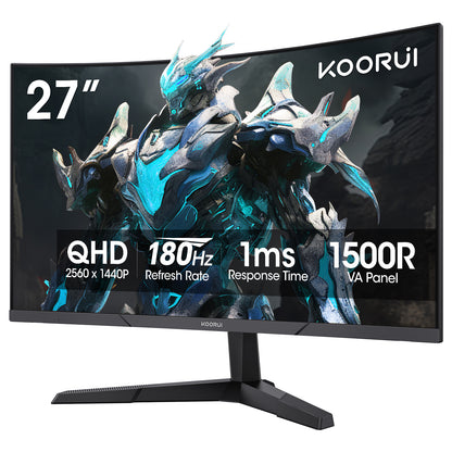 Moniteur de jeu incurvé KOORUI 27E6QCA 27 pouces VA QHD 180 Hz 