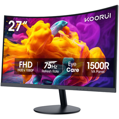 Moniteur de jeu incurvé KOORUI 27N5CA 27 pouces VA FHD 75 Hz 
