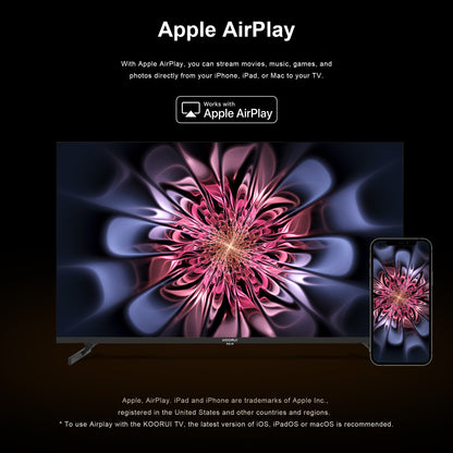 KOORUI K55Q1UQ-T8, 55 pouces, 4K QLED, TV Tizen, Design sans bordure, Son dynamique avec Dolby Audio, Finition métallique haut de gamme