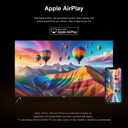 KOORUI K75D5UQ-T8, 75 pouces, 4K QLED, TIZEN TV, Design sans bords, Son dynamique avec Dolby Audio, Finition métallique haut de gamme
