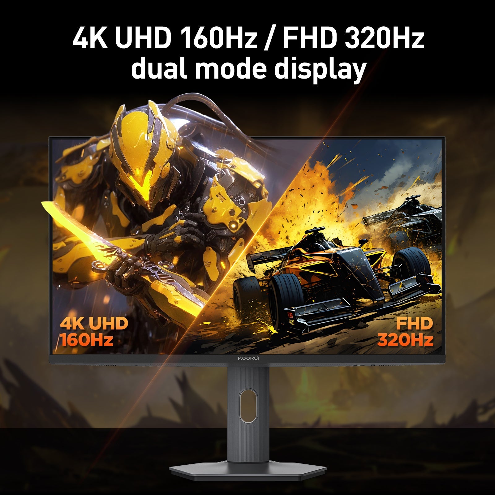 Moniteur de jeu KOORUI S2741LM 27 pouces double mode IPS/MINI LED UHD 160 Hz/FHD 320 Hz