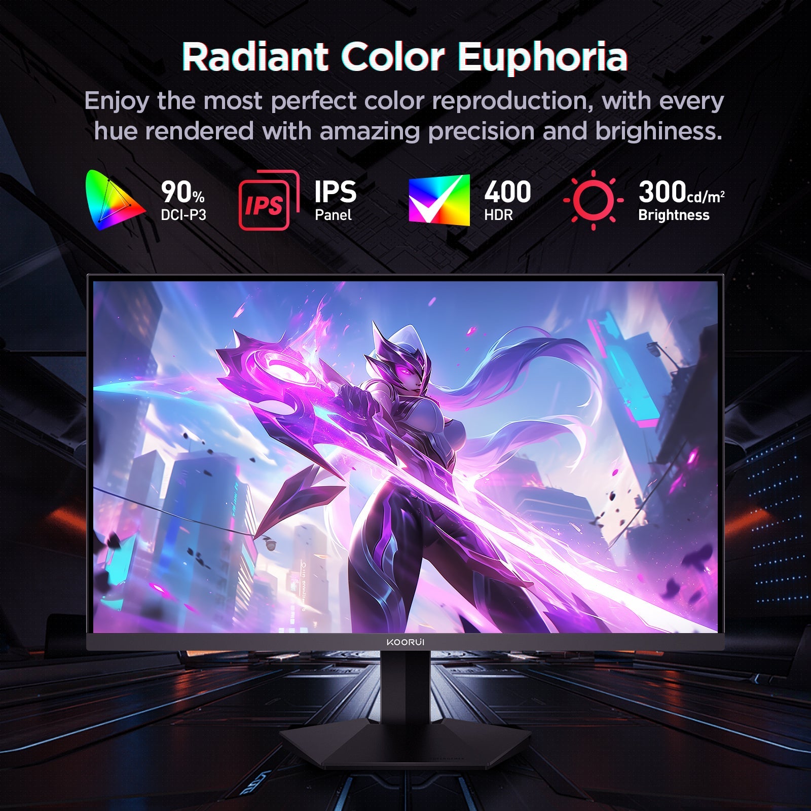 Moniteur de jeu KOORUI G2721P 27 pouces IPS QHD 200 Hz 