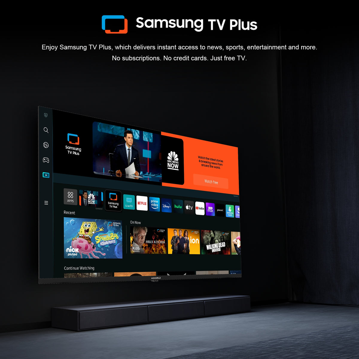 KOORUI K75D5UQ-T8, 75 pouces, 4K QLED, TIZEN TV, Design sans bords, Son dynamique avec Dolby Audio, Finition métallique haut de gamme