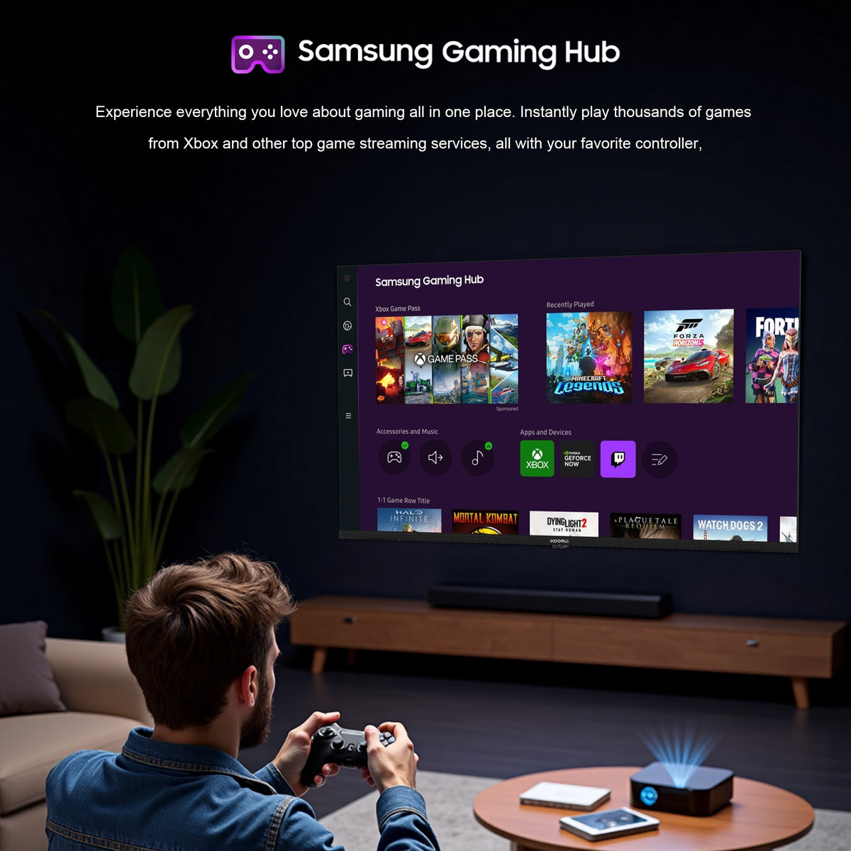 KOORUI K55Q1UQ-T8, 55 pouces, 4K QLED, TV Tizen, Design sans bordure, Son dynamique avec Dolby Audio, Finition métallique haut de gamme