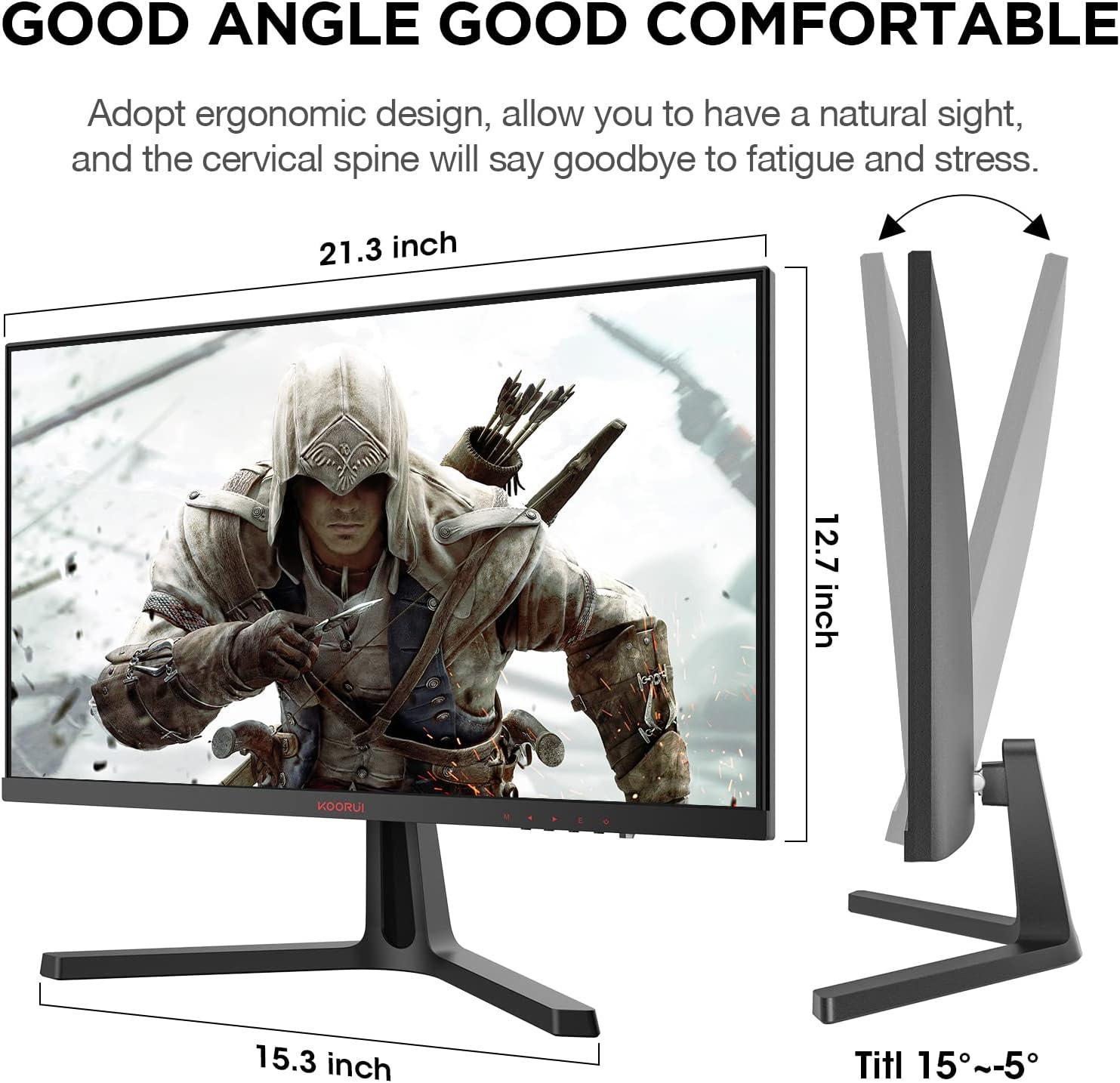 Moniteur de jeu KOORUI 24E4 24 pouces VA FHD 165 Hz 