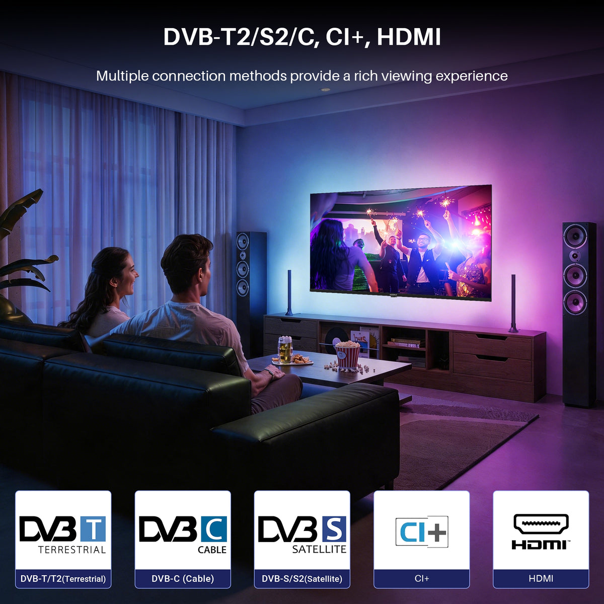 KOORUI K75D5UQ-T8, 75 pouces, 4K QLED, TIZEN TV, Design sans bords, Son dynamique avec Dolby Audio, Finition métallique haut de gamme