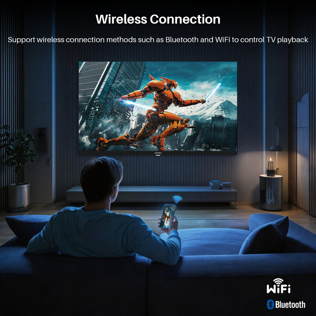 KOORUI K55Q1UQ-T8, 55 pouces, 4K QLED, TV Tizen, Design sans bordure, Son dynamique avec Dolby Audio, Finition métallique haut de gamme