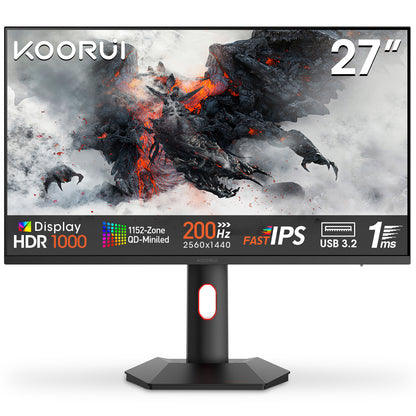 Moniteur de jeu KOORUI S2721PM 27 pouces IPS/MINI LED QHD 200 Hz 
