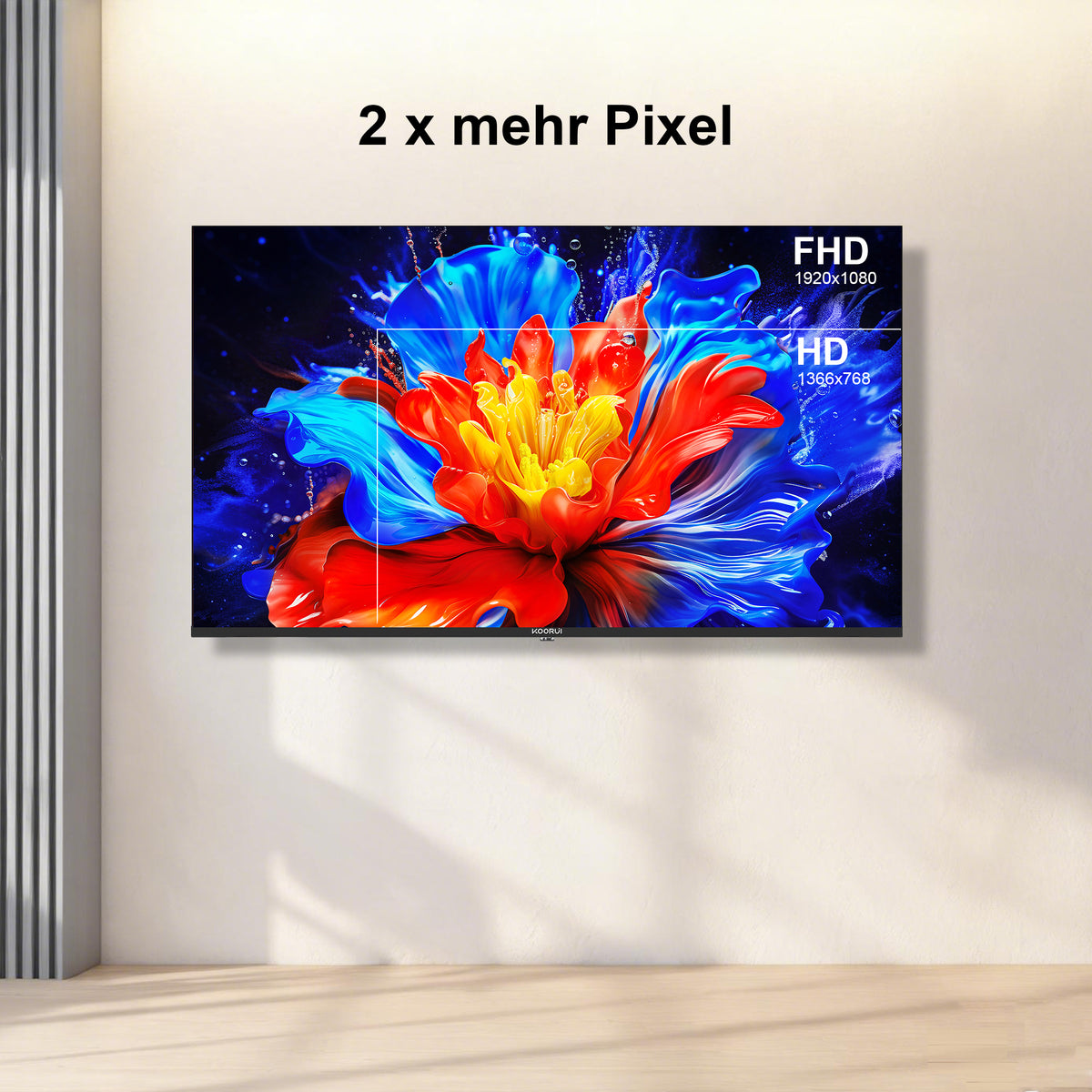 KOORUI K55Q1UQ-T8, 55 pouces, 4K QLED, TV Tizen, Design sans bordure, Son dynamique avec Dolby Audio, Finition métallique haut de gamme